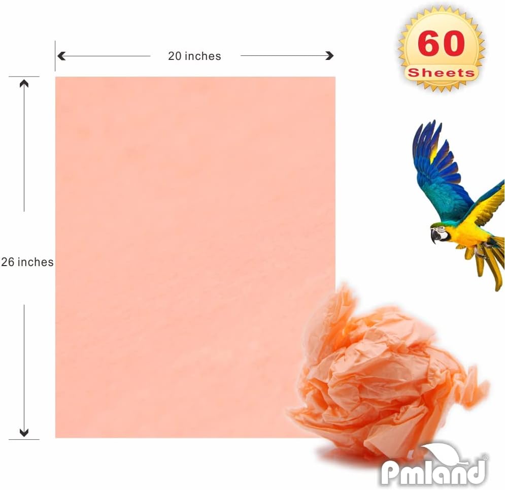 Gift Wrapping Tissue Paper - Peach Color - 20 Inches x 26 Inches 60 Sheets