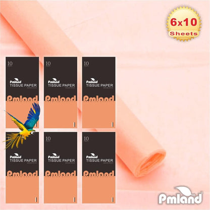 Gift Wrapping Tissue Paper - Peach Color - 20 Inches x 26 Inches 60 Sheets