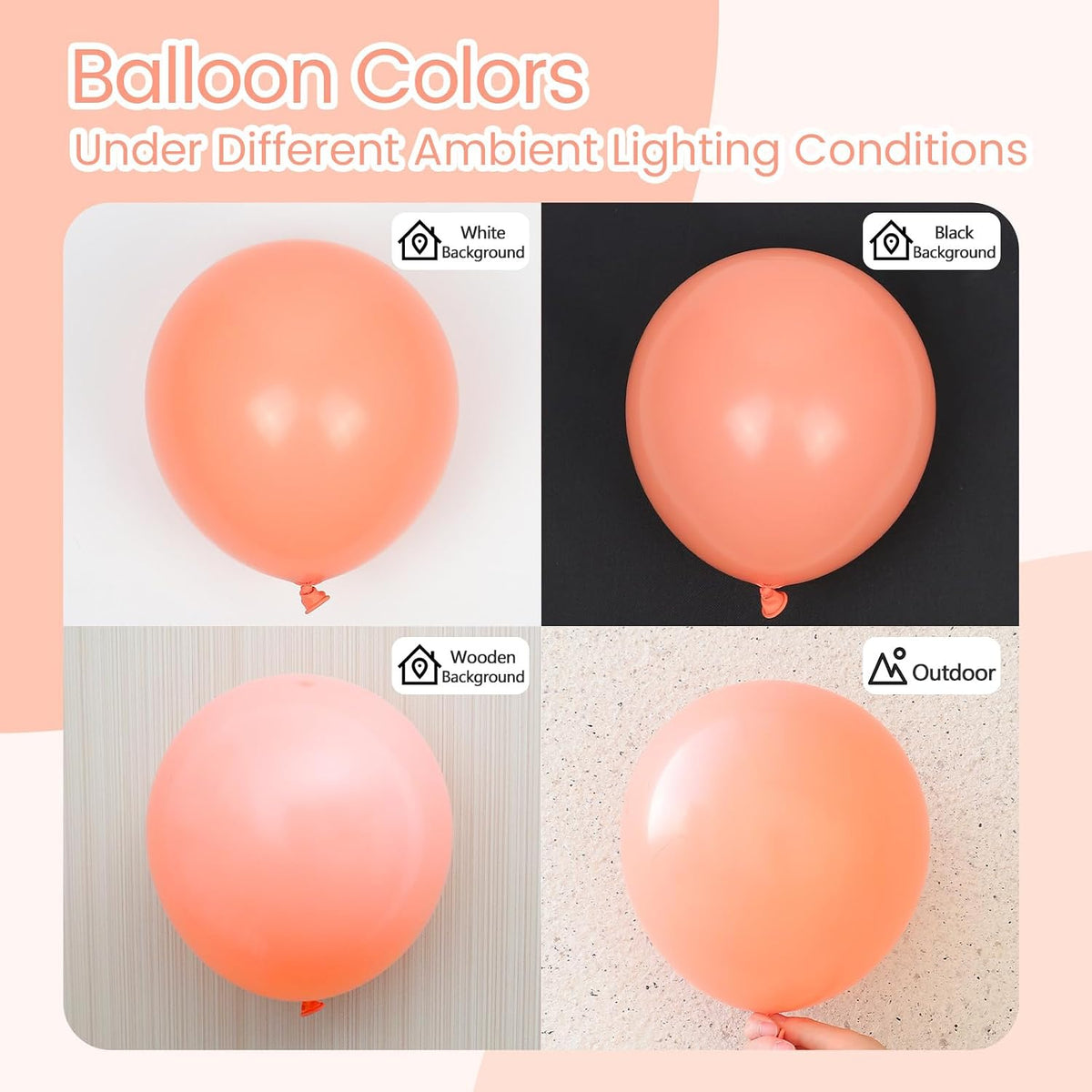 122pcs Peach Pastel Orange Latex Balloons in 18 12 10 5 inches