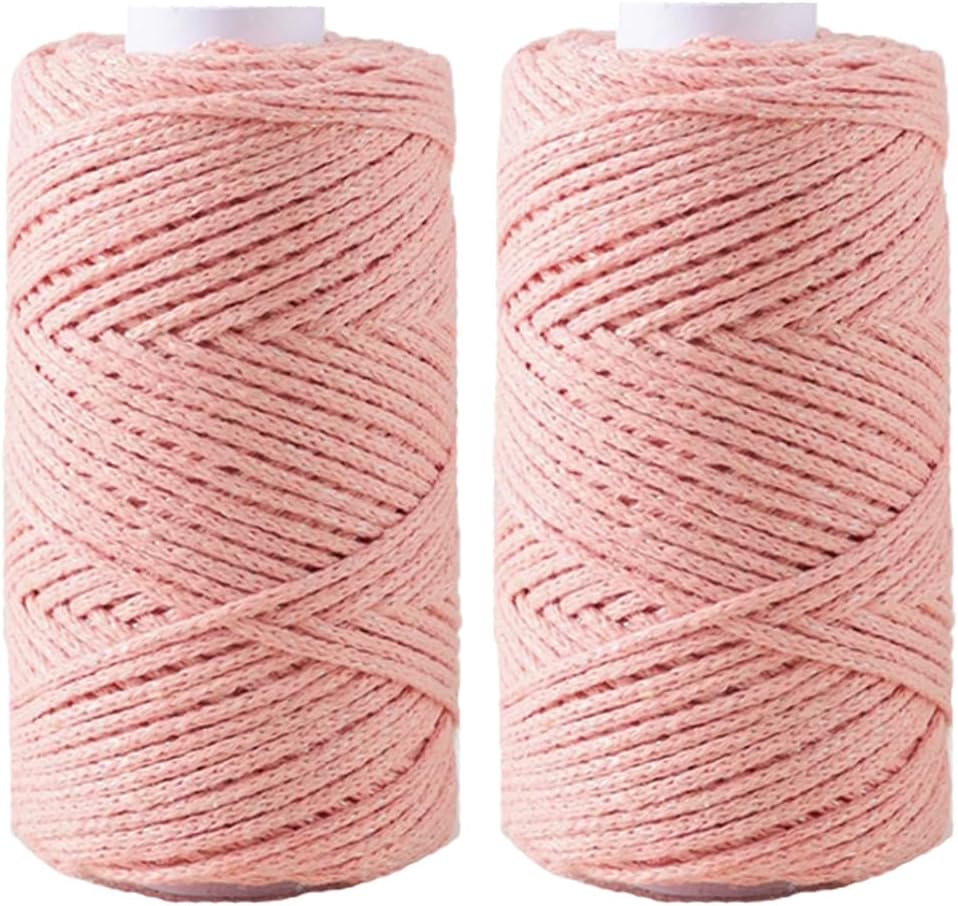 300g Hollow Round Rope Yarn Cotton Crochet Bag Basket Thread (Peach Pink)