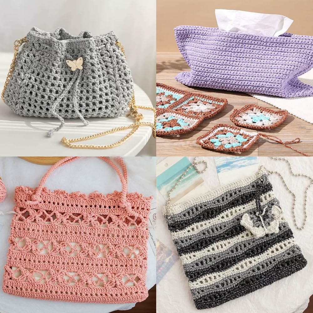 300g Hollow Round Rope Yarn Cotton Crochet Bag Basket Thread (Peach Pink)
