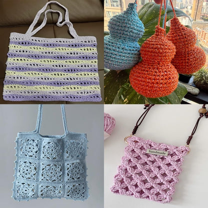 300g Hollow Round Rope Yarn Cotton Crochet Bag Basket Thread (Peach Pink)