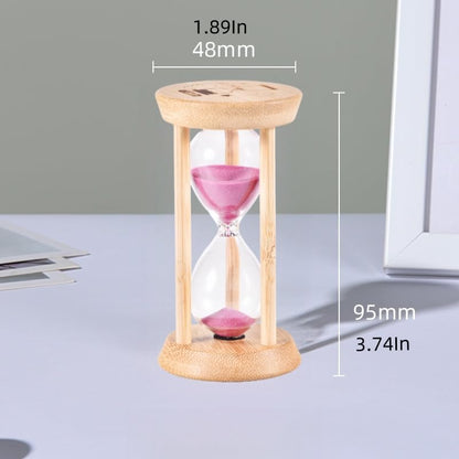 Pink Sand Timer,1 Min Wood Wood Sandglass Clock - Modern Hourglass Watch with 100% Bamboo Frame for Kids Games Classroom Kitchen Home Office Decor(Pink+2Min)