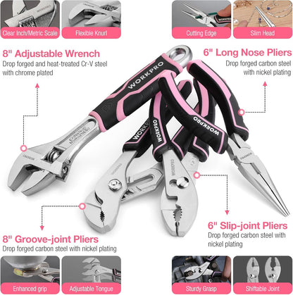 277PCS Pink Tool Set, Portable Home Repairing Tool Kit for Women