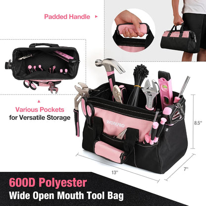 277PCS Pink Tool Set, Portable Home Repairing Tool Kit for Women