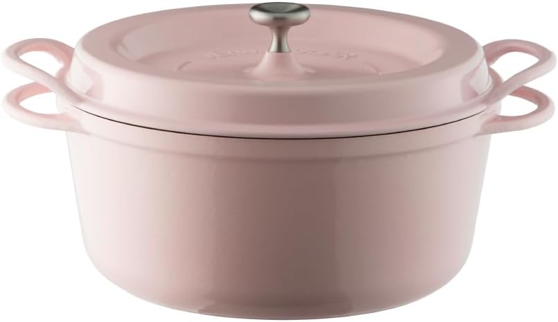 Vermicular Oven Pot 26cm (5.3qt), Enameled Cast Iron Pot - Pearl Pink