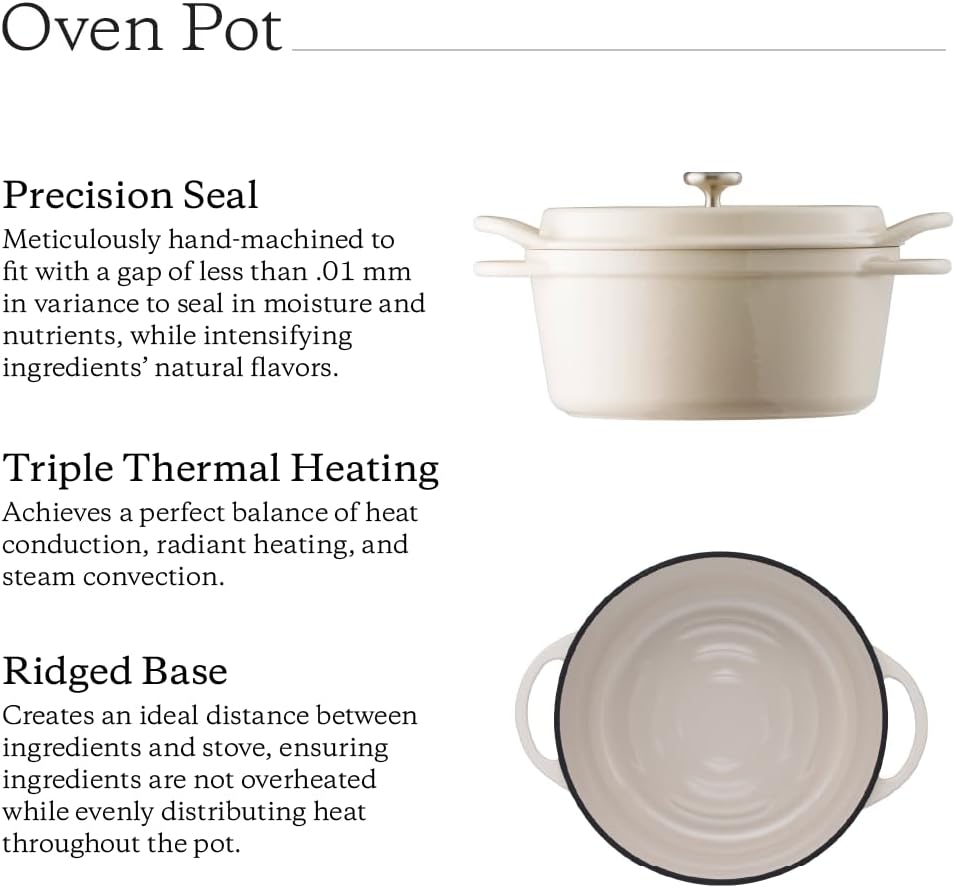 Vermicular Oven Pot 26cm (5.3qt), Enameled Cast Iron Pot - Pearl Pink