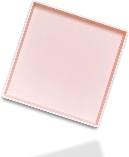 Small Square Serving Tray (9 inch), Hard Plastic Pink Tray