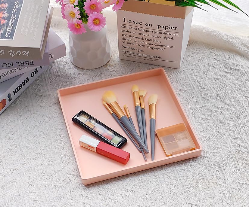 Small Square Serving Tray (9 inch), Hard Plastic Pink Tray
