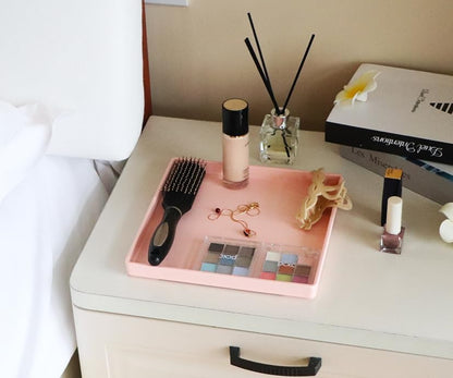 Small Square Serving Tray (9 inch), Hard Plastic Pink Tray