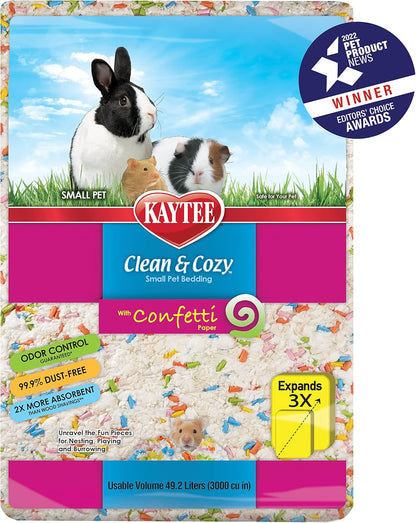 Kaytee Clean & Cozy Confetti Bedding for Pet Guinea Pigs, Rabbits, Hamsters, Gerbils, and Chinchillas, 49.2 Liters