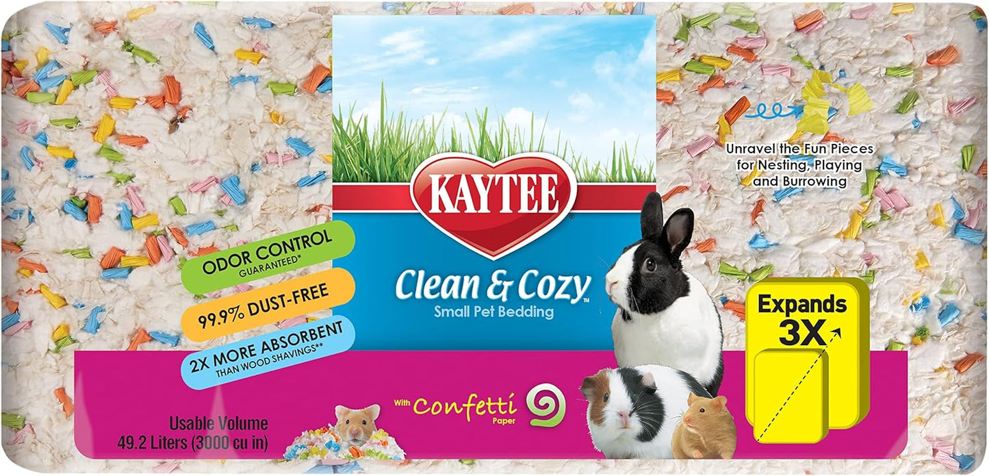 Kaytee Clean & Cozy Confetti Bedding for Pet Guinea Pigs, Rabbits, Hamsters, Gerbils, and Chinchillas, 49.2 Liters