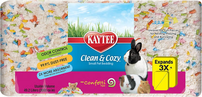 Kaytee Clean & Cozy Confetti Bedding for Pet Guinea Pigs, Rabbits, Hamsters, Gerbils, and Chinchillas, 49.2 Liters