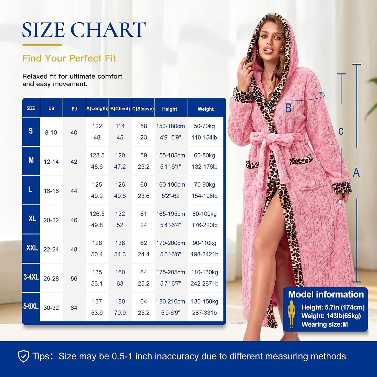 Women's Coral Fleece Long Robe Bathrobe, Jacquard Hearts