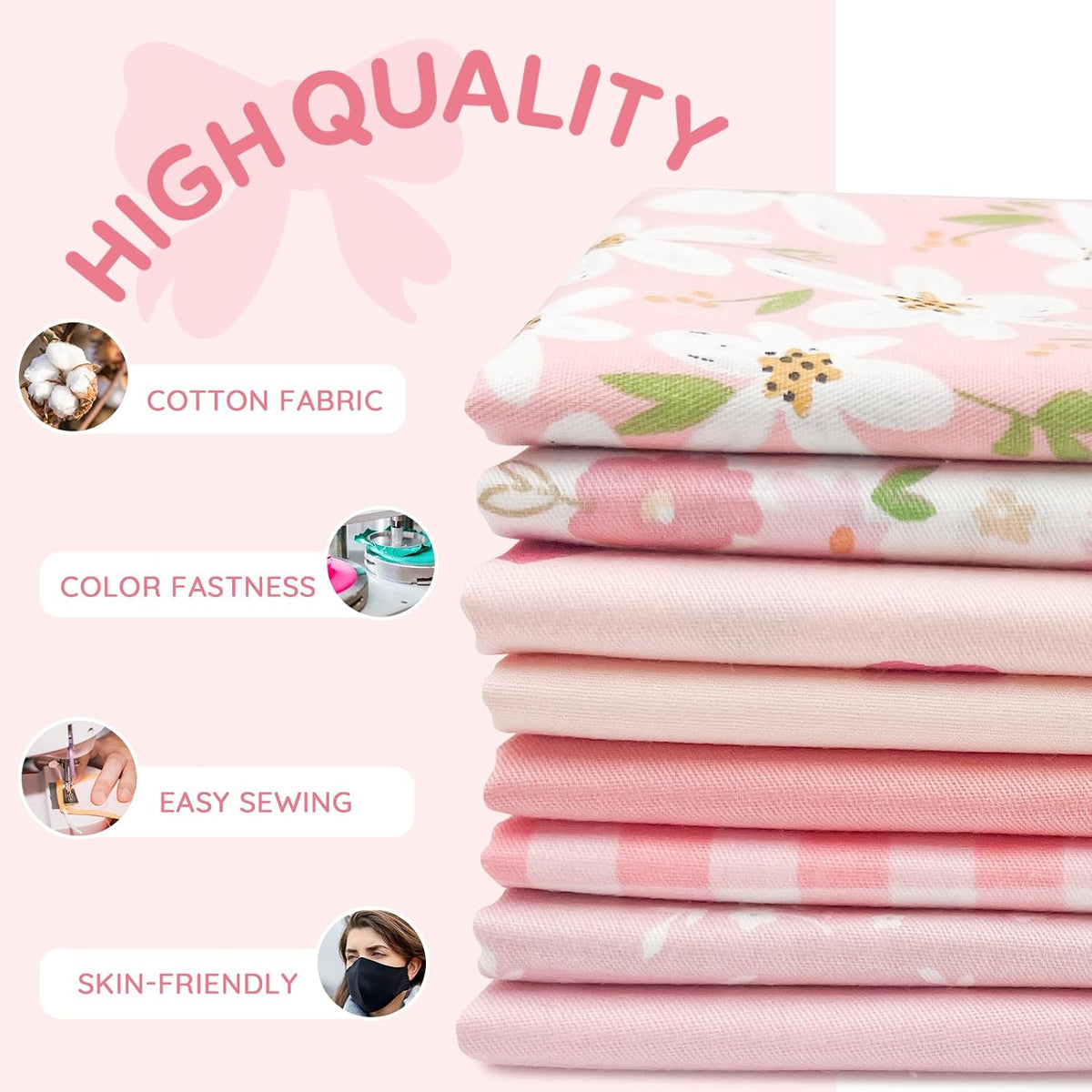 8pcs Fat Quarter Fabric Bundles (100% Cotton - 20'' x 20'')