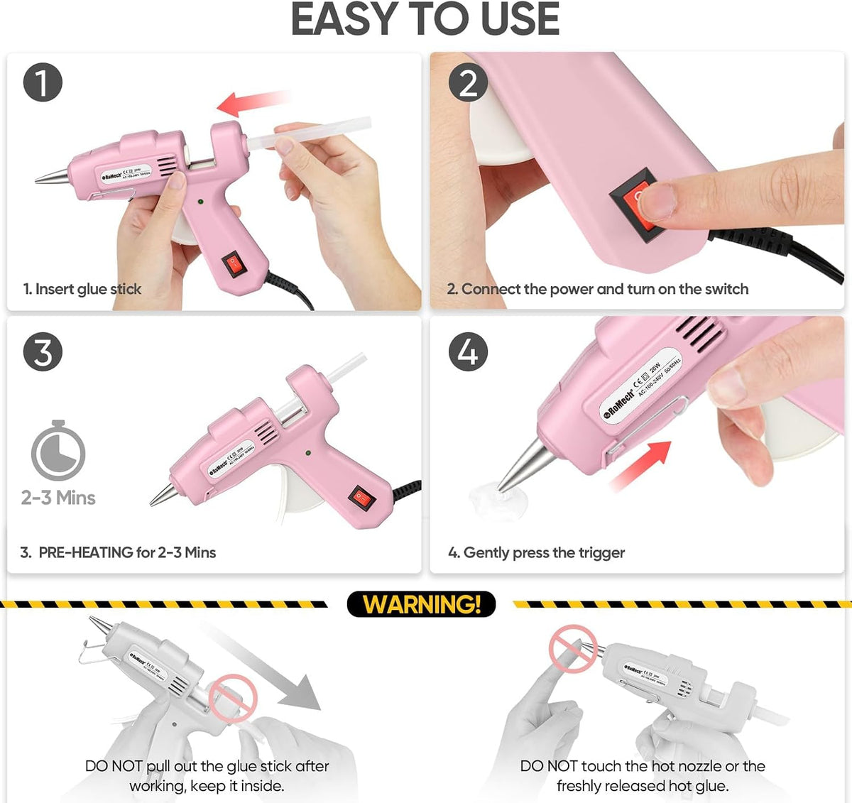 20W Mini Hot Glue Gun Kit, 30 Glue Sticks Set for DIY Crafts, Repair
