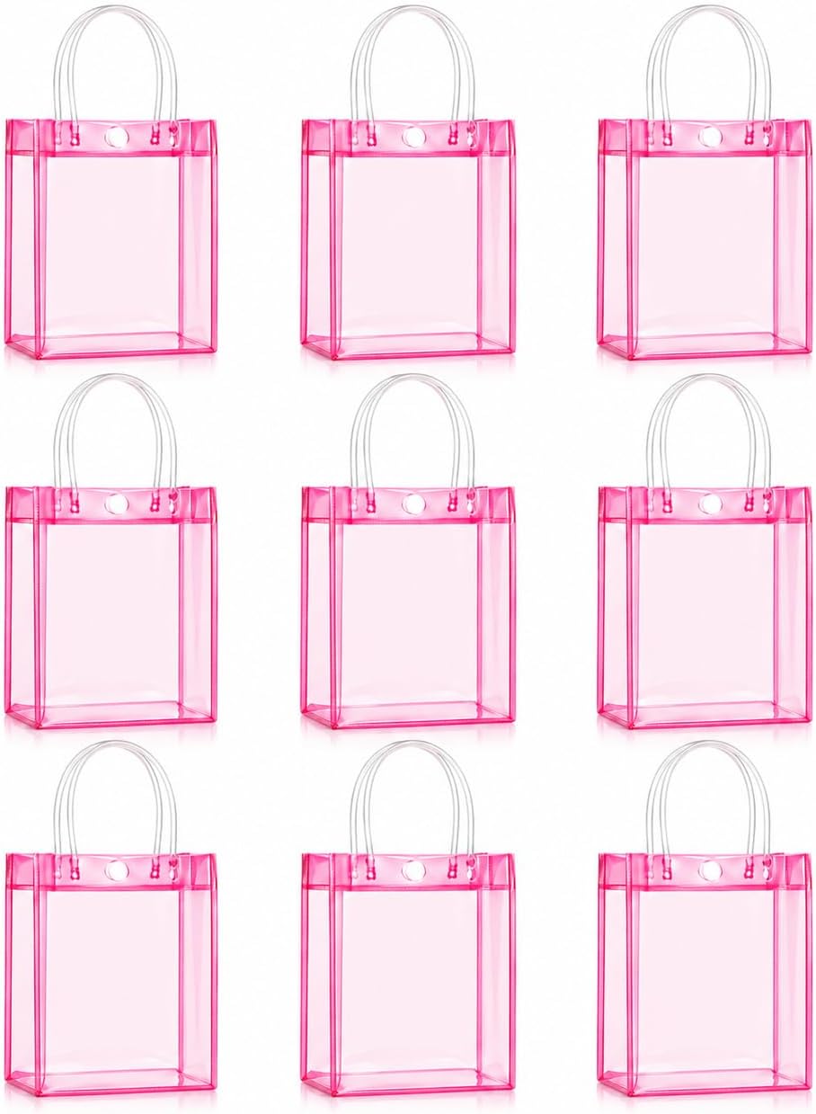 MAQIHAN Clear Gift Bags with Handles - Party Favor Candy Bags Transparent