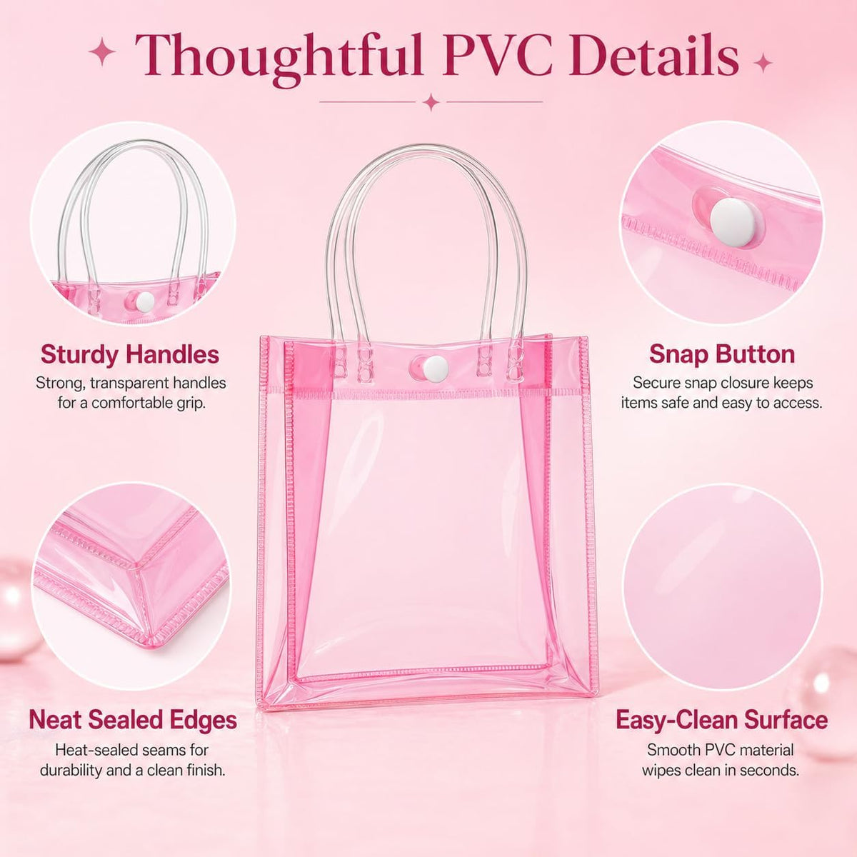 MAQIHAN Clear Gift Bags with Handles - Party Favor Candy Bags Transparent