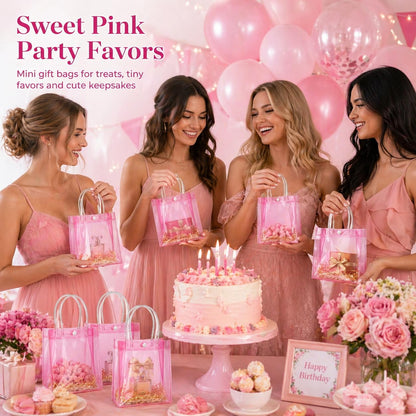 MAQIHAN Clear Gift Bags with Handles - Party Favor Candy Bags Transparent