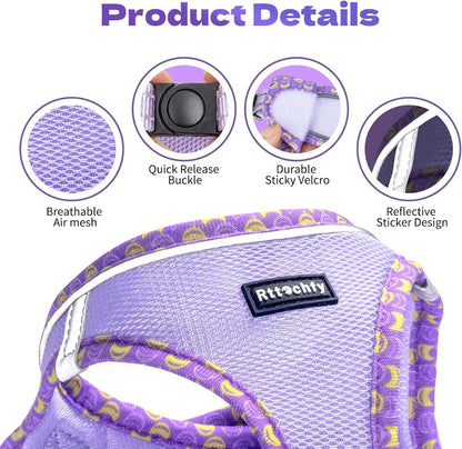 Cat Harness and Leash Set, Escape Proof Kitten Harness, Soft and Breathable Vest with Reflective Strip, Easy to Wear for Cats Walking and Traveling (Pink, S)