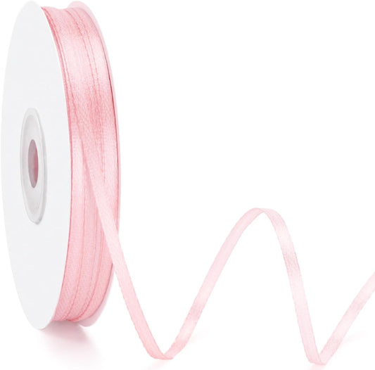 Light Pink Satin Ribbon - 1/8 Inch x 100 Yards Thin Baby Pink Ribbon for Gift Wrapping Pastel Ribbon for Bouquet Crafts Gift Tags Wedding Bridal Shower Baby Shower Birthday Mother's Day Decor