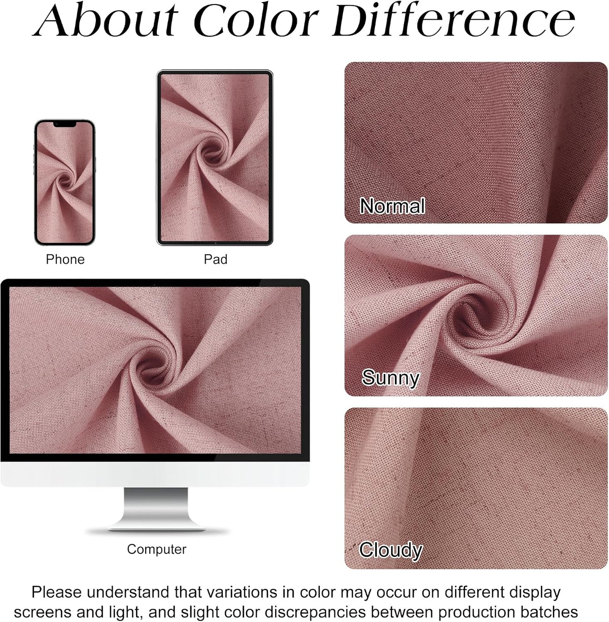 Linen Shower Curtain 72 Inch Long for Bathroom Pink 1 Panel