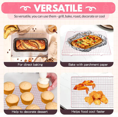 2 PCS Cooling Racks for Cooking and Baking, 16x10 Inches Stainless Steel Cooling Rack, Sheet Pan with Wire Rack for Baking Sheet, Bacon Rack Oven Safe Fits Jelly Roll Sheet Pan