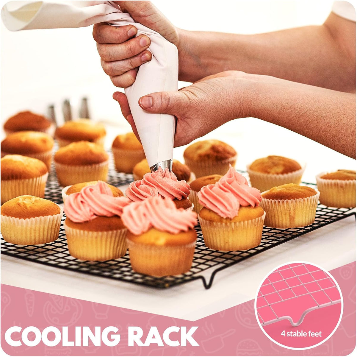 2 PCS Cooling Racks for Cooking and Baking, 16x10 Inches Stainless Steel Cooling Rack, Sheet Pan with Wire Rack for Baking Sheet, Bacon Rack Oven Safe Fits Jelly Roll Sheet Pan