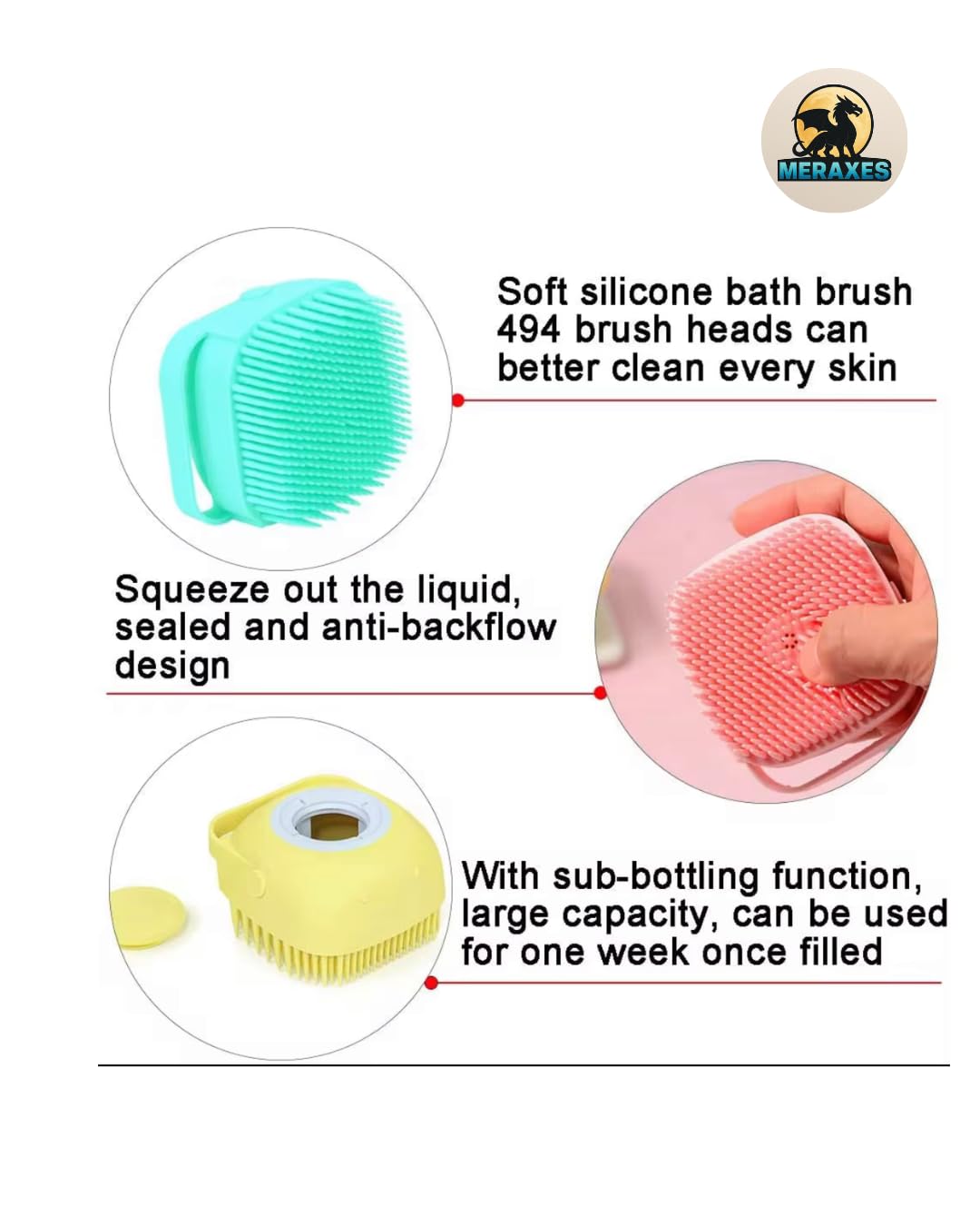 Pet Grooming Bath Brush with Soap Dispenser – Soft Silicone Massage Bristles for Dogs & Cats, Gentle Deshedding & Deep Cleaning for Long or Short Hair – Pink