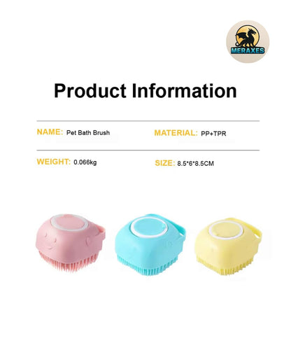 Pet Grooming Bath Brush with Soap Dispenser – Soft Silicone Massage Bristles for Dogs & Cats, Gentle Deshedding & Deep Cleaning for Long or Short Hair – Pink