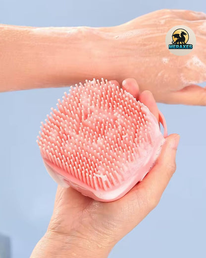 Pet Grooming Bath Brush with Soap Dispenser – Soft Silicone Massage Bristles for Dogs & Cats, Gentle Deshedding & Deep Cleaning for Long or Short Hair – Pink