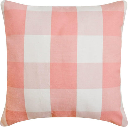 Peach Pink Ivory White Large Gingham Checks, Plaid Couch Cushion Cover, 18 x 18 Buffalo Checks Cotton Pillow Cover, Pink Pillow Cover 18x18 inch (45x45 cm) Easter - Peach Pink Plaid