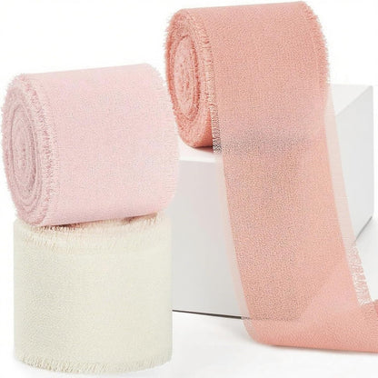 Chiffon Ribbon Blush Pink/Peach/Cream, 1.5" x 21 Yd