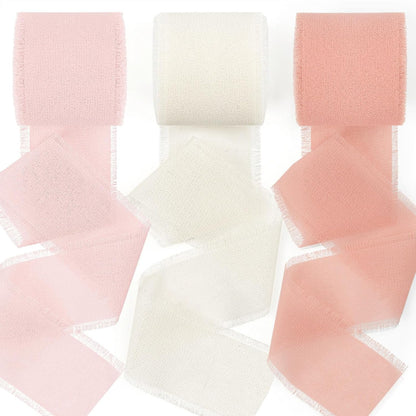Chiffon Ribbon Blush Pink/Peach/Cream, 1.5" x 21 Yd