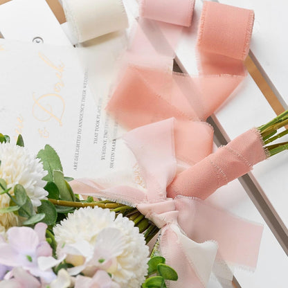 Chiffon Ribbon Blush Pink/Peach/Cream, 1.5" x 21 Yd