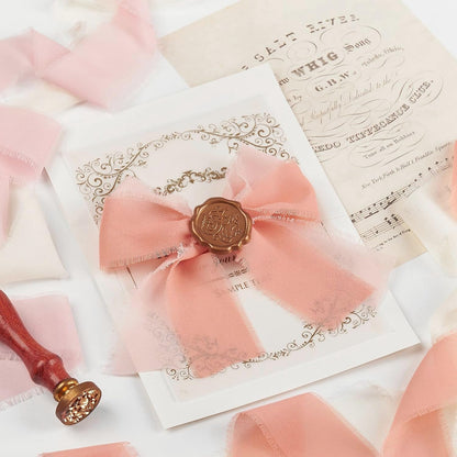 Chiffon Ribbon Blush Pink/Peach/Cream, 1.5" x 21 Yd