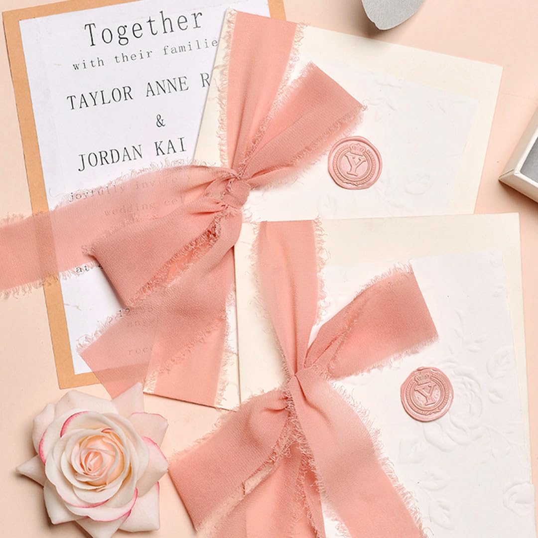 Chiffon Ribbon Blush Pink/Peach/Cream, 1.5" x 21 Yd