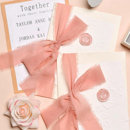 Chiffon Ribbon Blush Pink/Peach/Cream, 1.5" x 21 Yd