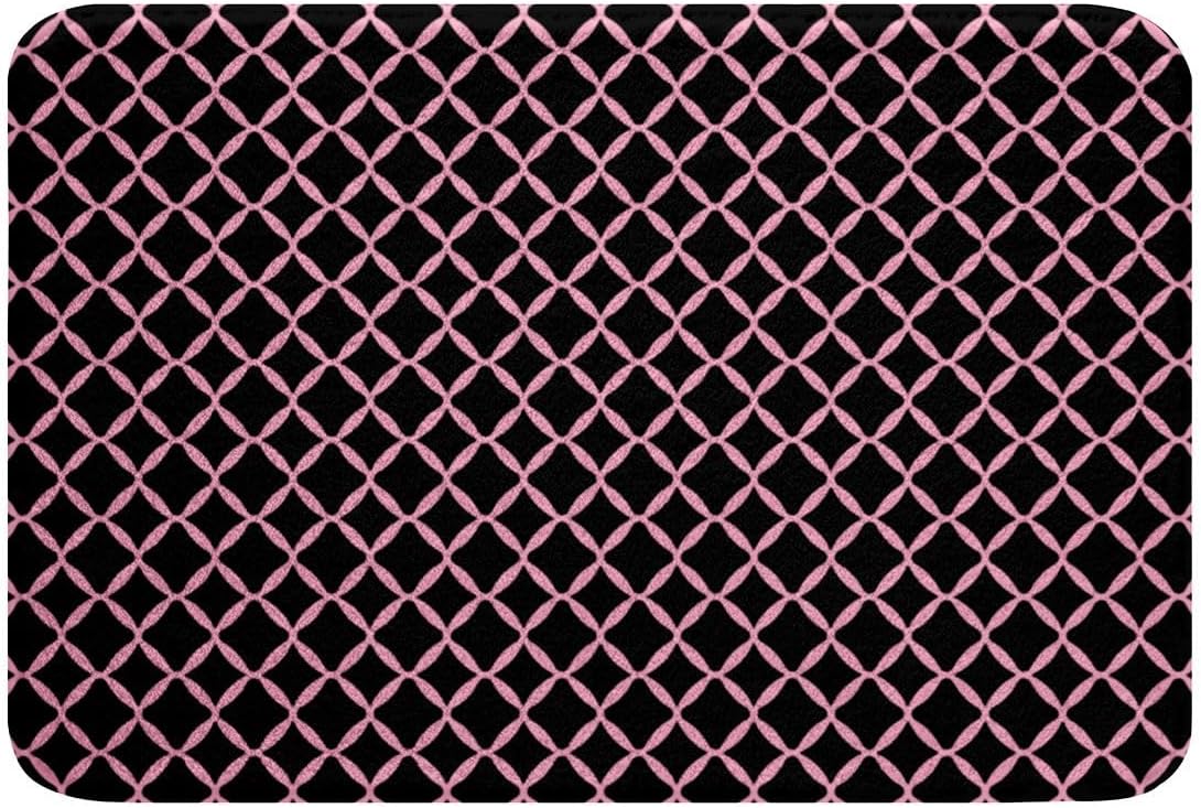 Pink Stripes Bathroom Rugs Abstract Geometric Bath Mats Modern Striped Art Bathroom Accessories Floor Doormats 16"x24" Soft Microfiber