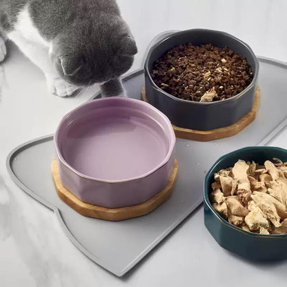 Cat Food Mat, Silicone Non Slip Dog Bowl Mat Waterproof Cat Feeding Mat Stop Food Spills and Water Messes Out to Floor Pet Food Mat (Tea Rose, 17" x 10")