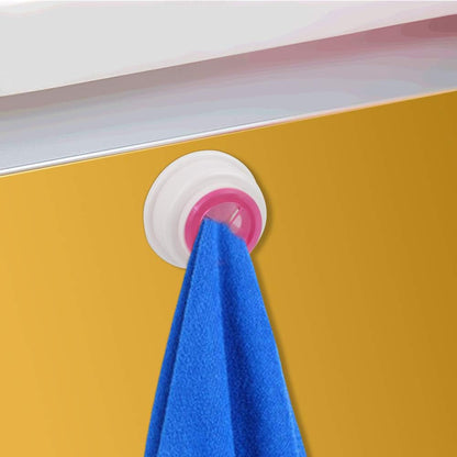 Self Adhesive Round Wall Mounted Push Type Towel Hook for Home