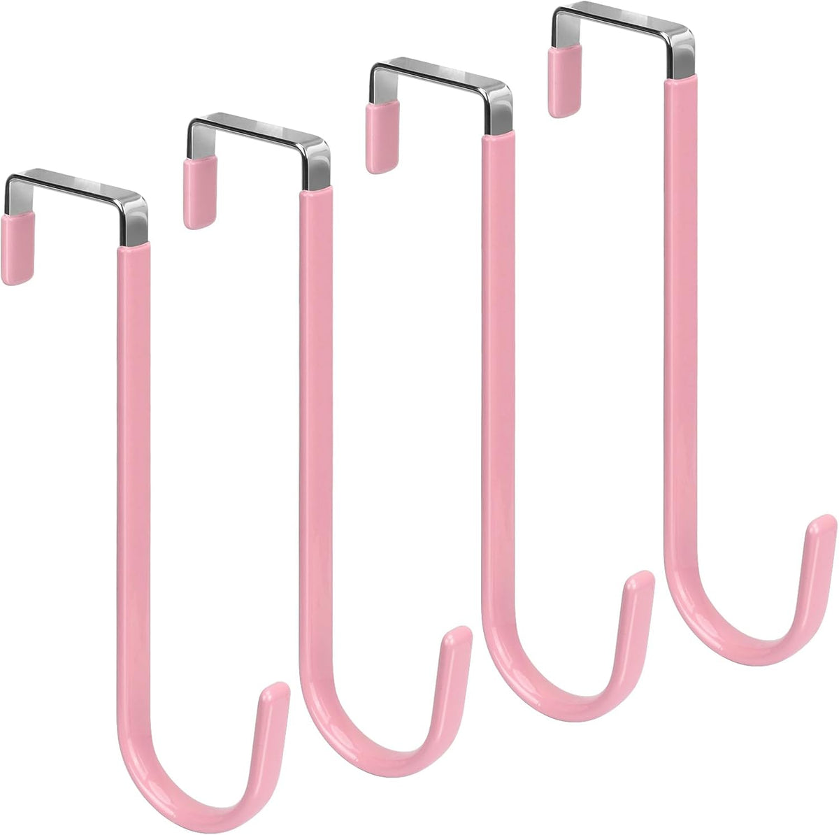 Over the Door Hooks, Single-Hanger 4 Pack, Fits Doors 1.6" Pink