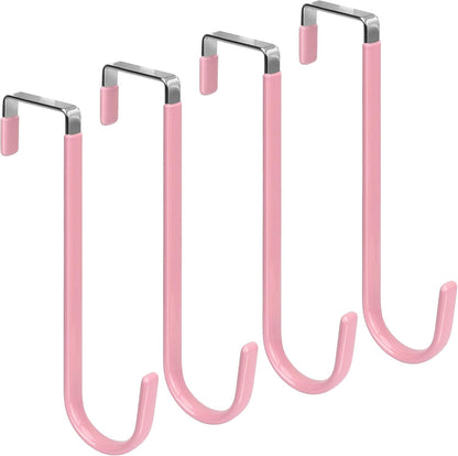 Over the Door Hooks, Single-Hanger 4 Pack, Fits Doors 1.6" Pink