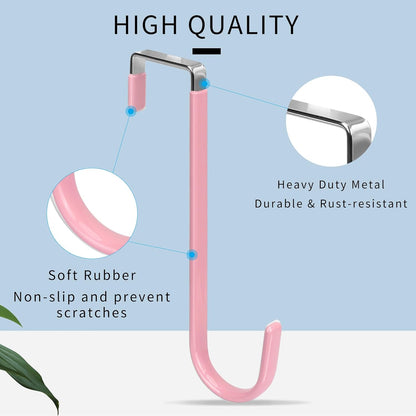 Over the Door Hooks, Single-Hanger 4 Pack, Fits Doors 1.6" Pink