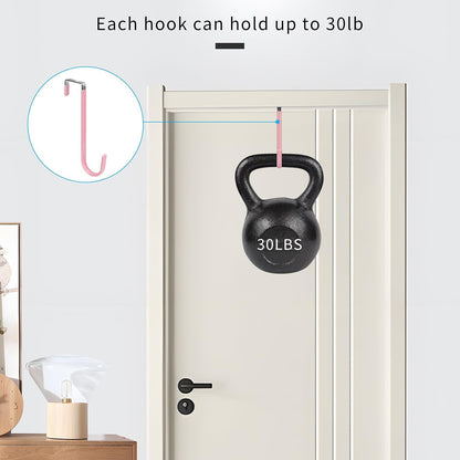 Over the Door Hooks, Single-Hanger 4 Pack, Fits Doors 1.6" Pink