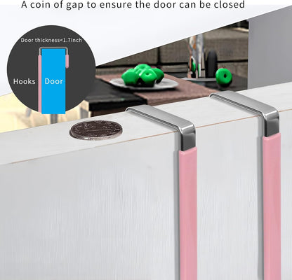 Over the Door Hooks, Single-Hanger 4 Pack, Fits Doors 1.6" Pink