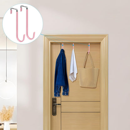 Over the Door Hooks, Single-Hanger 4 Pack, Fits Doors 1.6" Pink