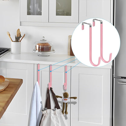 Over the Door Hooks, Single-Hanger 4 Pack, Fits Doors 1.6" Pink