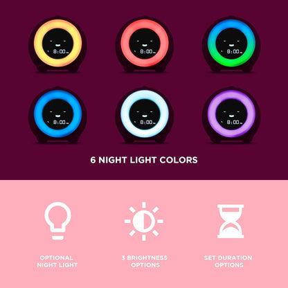 Mella: Kids Alarm Clock, Ready to Rise Children's Sleep Trainer, Night Light, Sound Machine and OK to Wake for Toddlers and Kids - Blush Pink (Updated 2025)