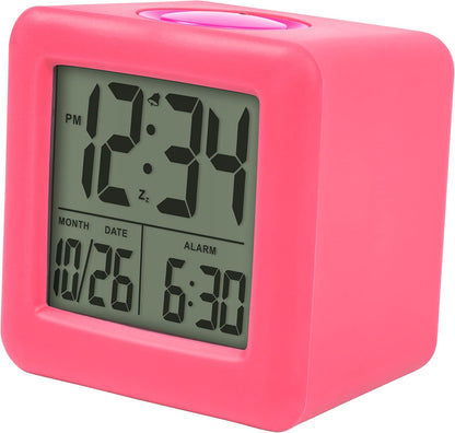 Equity 73002 Pink Soft Cube LCD Alarm Clock with Smart Light